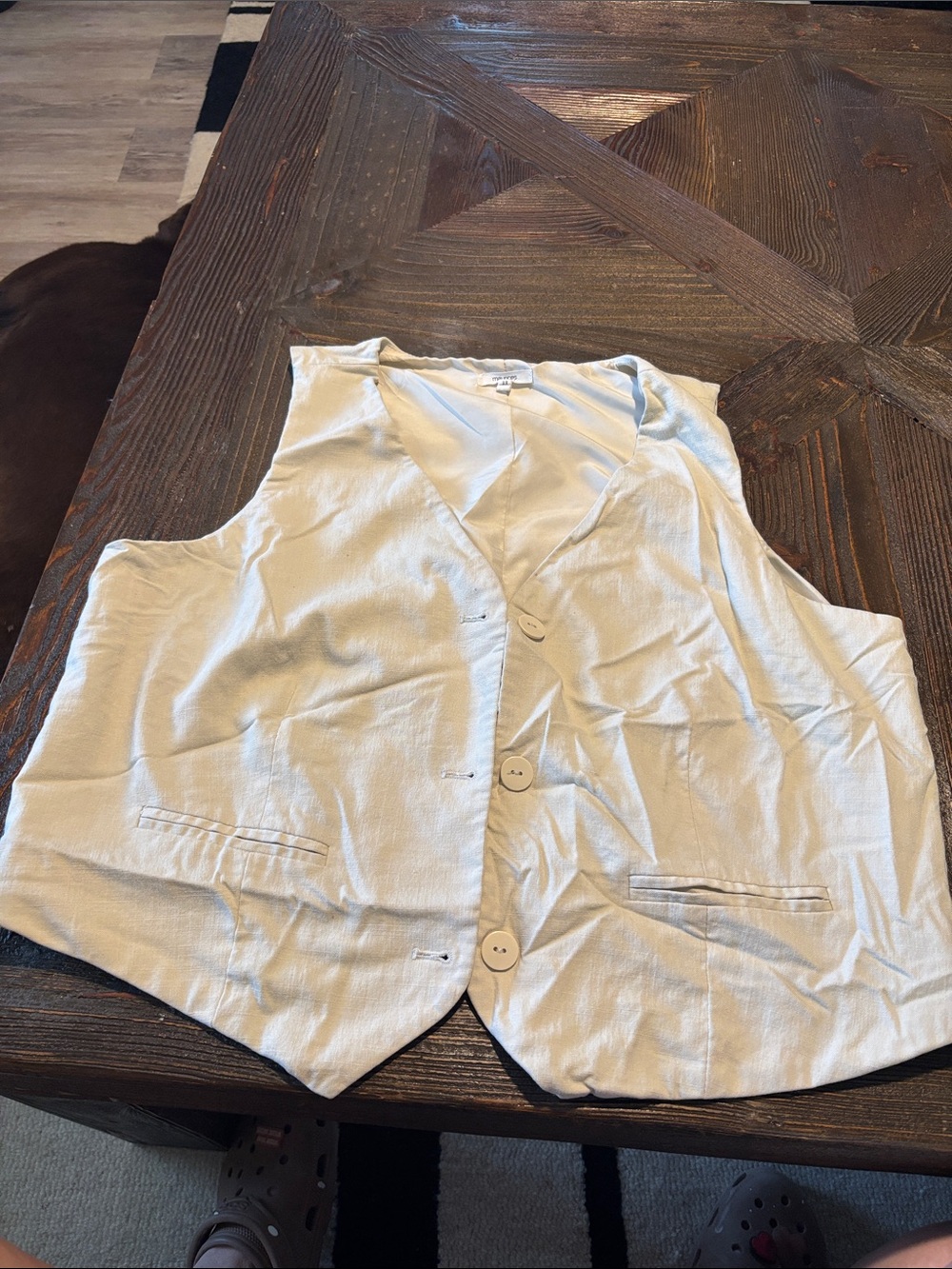 maurices Light Cream Button-Front Vest